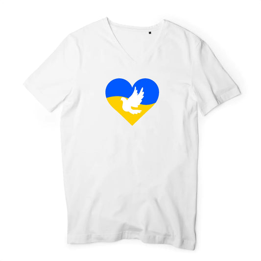 T shirt homme col V Ukraine Coeur Colombe