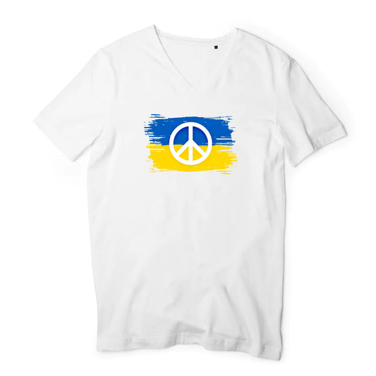 T shirt homme col V Ukraine Symbole de Paix