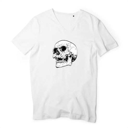 T shirt homme col V Tête de Mort peur