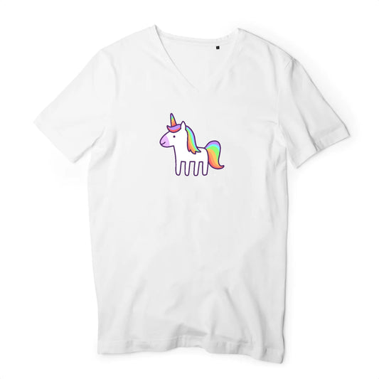 T shirt homme col V Licorne Arc en ciel