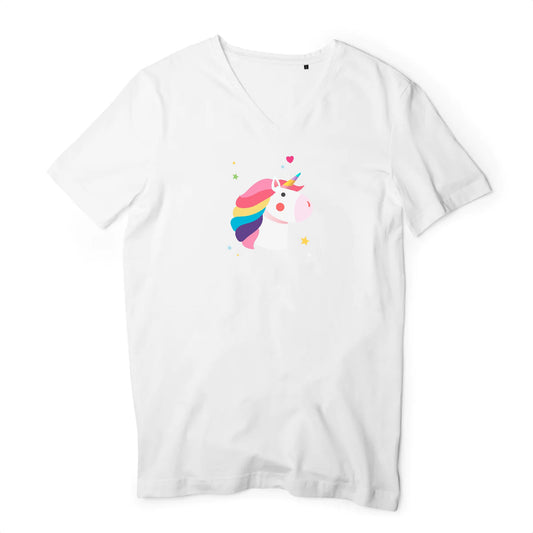 T shirt homme col V Tête de licorne