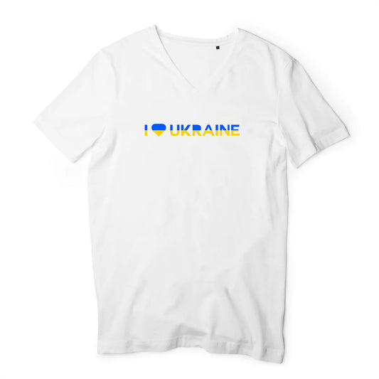 T shirt homme col V I Love Ukraine