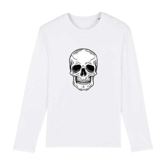 T shirt Manches longues Homme Tête de Mort Blanche