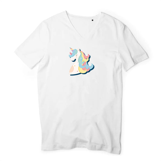 T shirt homme col V Licorne magique