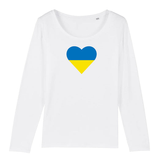 T shirt Manches longues Femme Ukraine Coeur