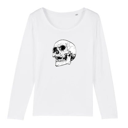 T shirt Manches longues Femme Tête de Mort peur