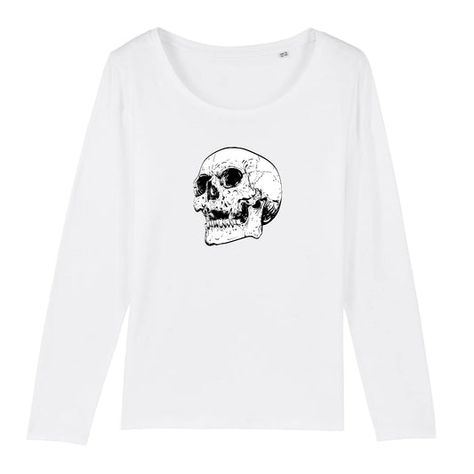 T shirt Manches longues Femme Tête de Mort peur