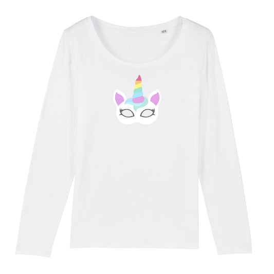 T shirt Manches longues Femme Licorne masque