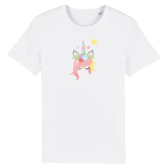 T shirt Unisex Licorne avec des fleurs sur la tête