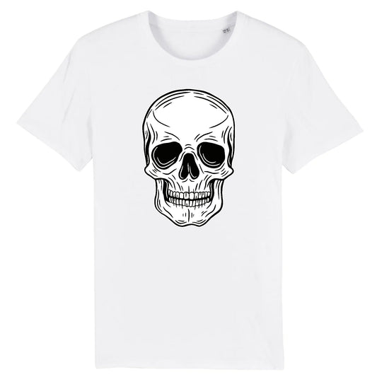 T shirt tête de mort blanche