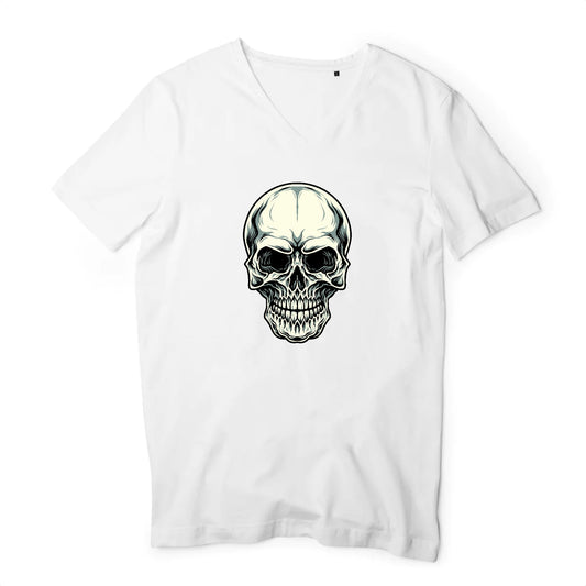 T shirt homme col V Tête de Mort horreur