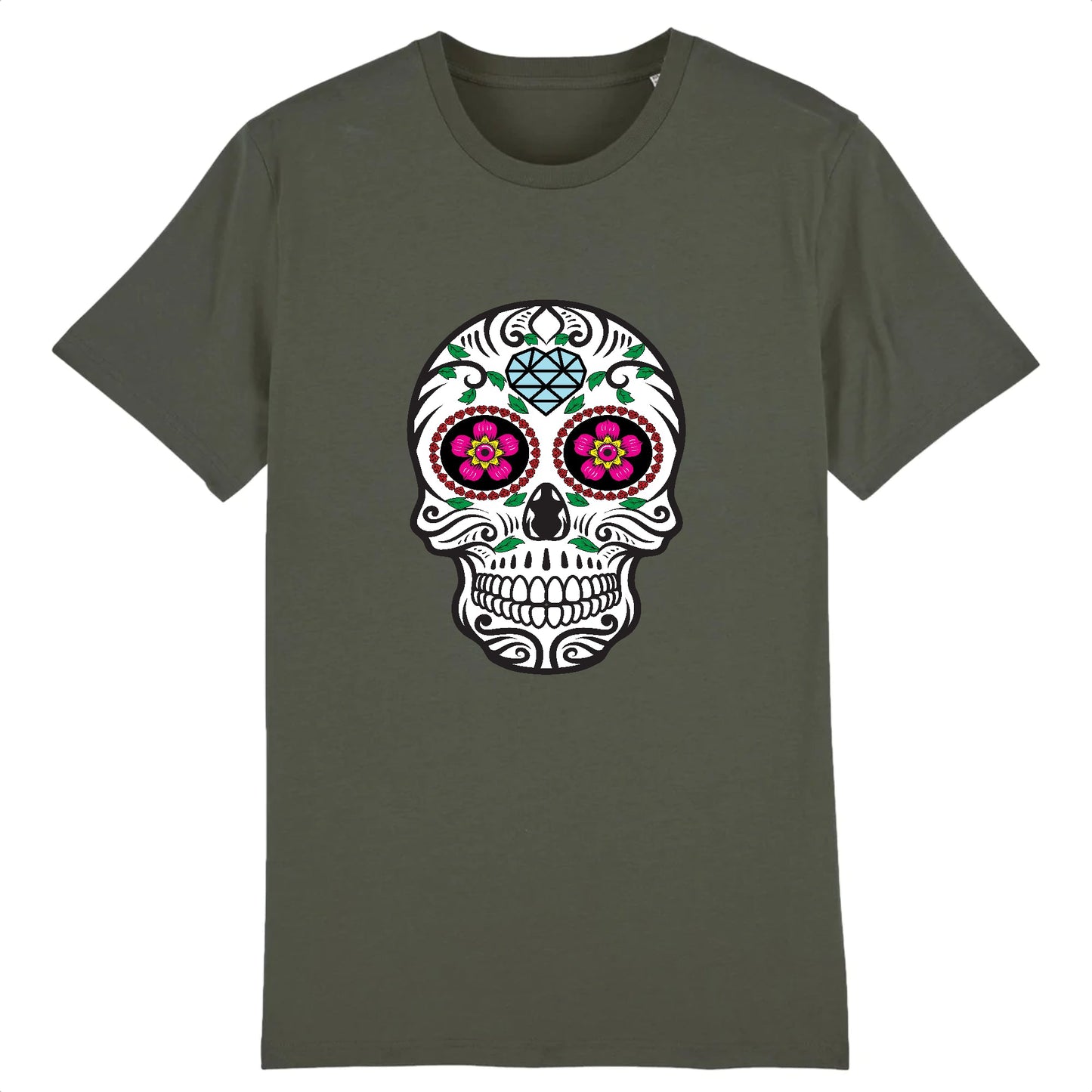 T shirt tete de mort mexicaine diamant