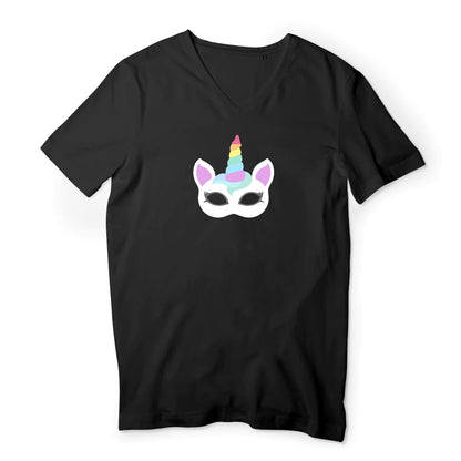 T shirt homme col V Licorne masque