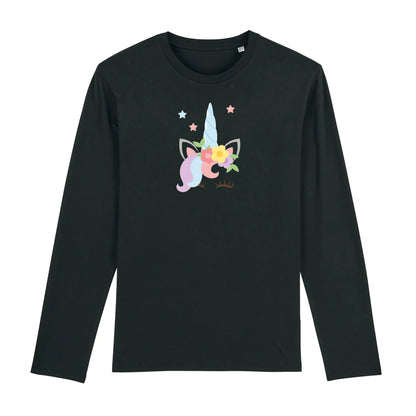 T shirt Manches longues Homme Licorne avec fleurs