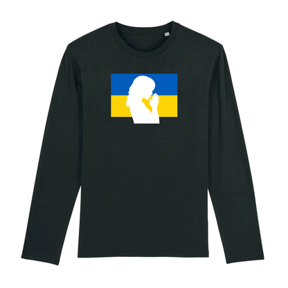 T shirt Manches longues Homme Ukraine Silhouette de Femme en Prière